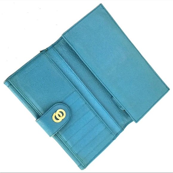 BVLGARI Bulgari Doppio Tondo Blue Leather Bifold Long Wallet - Picture 5 of 8